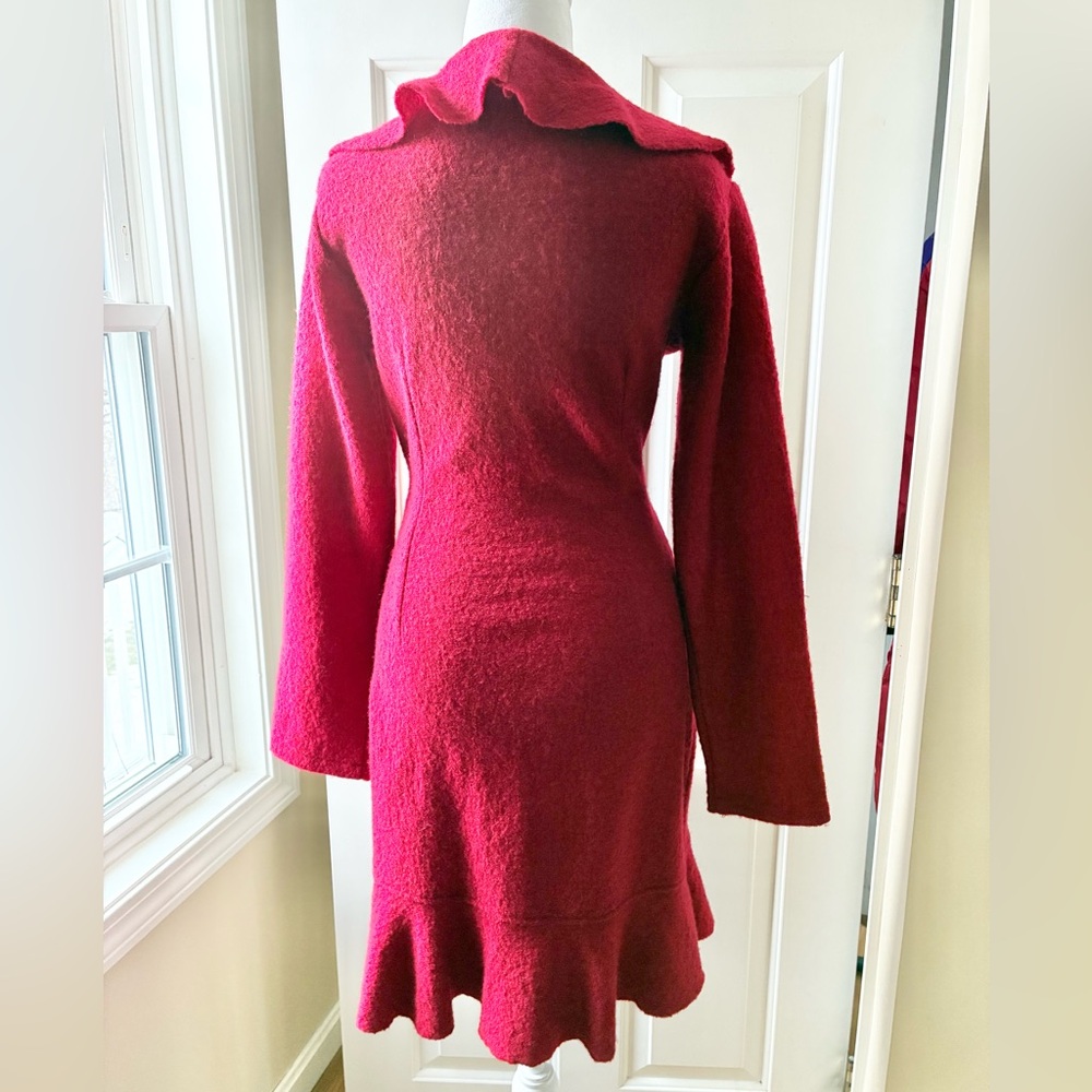 Sarah Spencer Boiled Wool Wrap Cardigan Coat with Belt Red Size S - Picture 7 of 16
